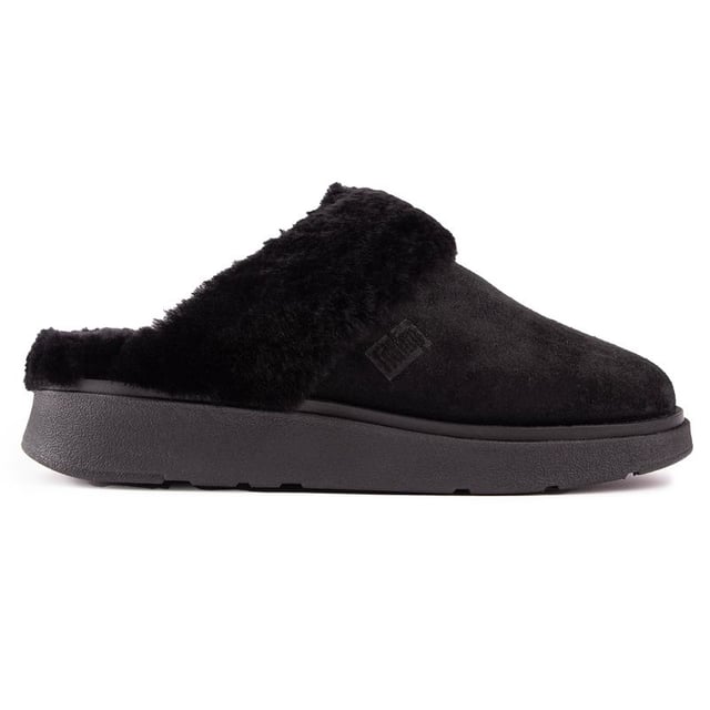 Black sales shearling slippers