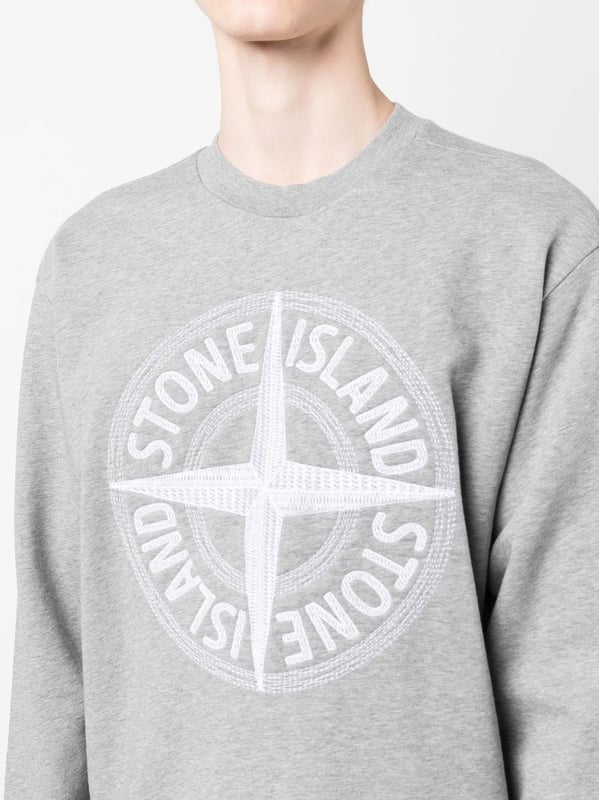 Stone island embroidered hotsell logo sweatshirt