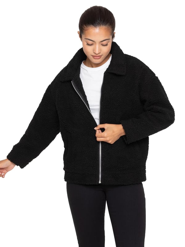 Borg jacket womens black store