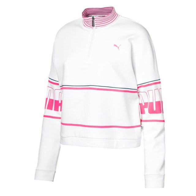 Puma Rebel Halfzip Turtleneck Fl Womens Sweatshirt Jumper White