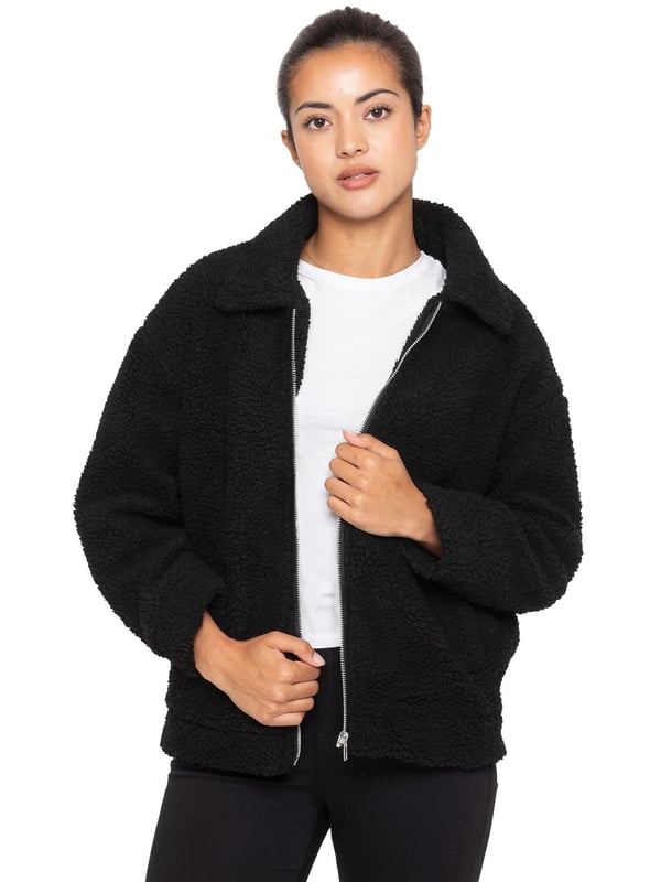 Borg jacket womens black 2025