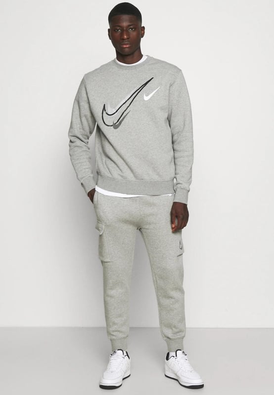Nike double swoosh grey tracksuit best sale